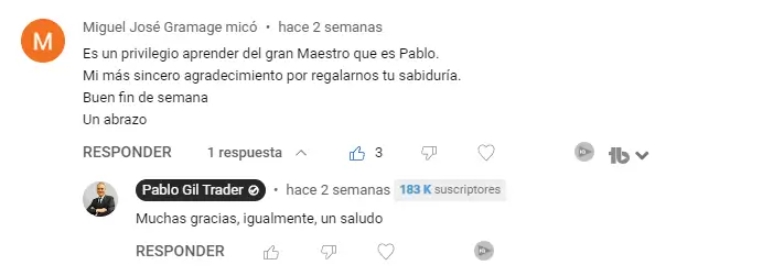 comentarios de alumnos del MÁSTER DE INVERSIÓN Y TRADING EN MERCADOS DE PABLO GIL